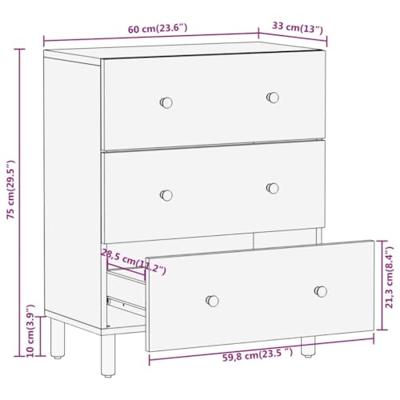Bijzetkast 60x33x75 cm massief acaciahout