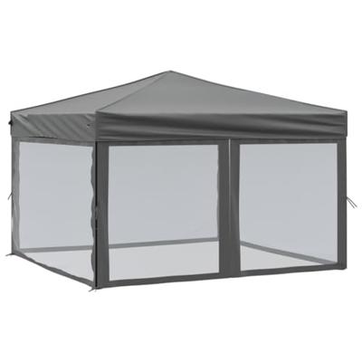 Partytent inklapbaar met zijwanden 3x3 m antracietkleurig