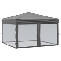 Partytent inklapbaar met zijwanden 3x3 m antracietkleurig - thumbnail