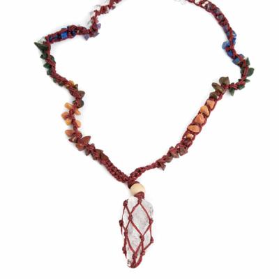 Ruwe Edelsteen Hanger Bergkristal met Chakra Ketting Ruwe Edelsteen Hanger Bergkristal met Chakra Ketting