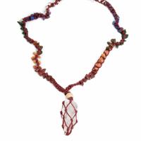 Ruwe Edelsteen Hanger Bergkristal met Chakra Ketting - thumbnail