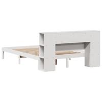 Bed met boekenkast zonder matras grenenhout wit 140x190 cm - thumbnail
