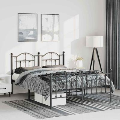 Bedframe met hoofd- en voeteneinde metaal zwart 135x190 cm