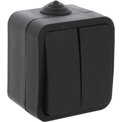 Q-LINK Serieschakelaar Dubbel Opbouw Spatwaterdicht IP54 Mat Zwart