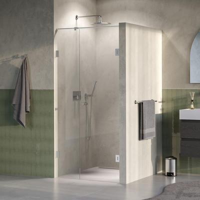 Brauer Void - Carving Nisdeur - 2-Delig - Helder Glas - 90 x 200 cm - Omkeerbaar - met Draaideur 60 cm - Aan Muur - incl. Glascoating - PVD RVS-Kleurig Geborsteld