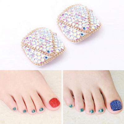 2 PC'S Crystal nep Nail Art Tips Rhinestone volledige dekking teennagels Decals stickers (NO: 37)