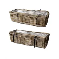 Van der Leeden Rotan balkonbak 60cm antiek grijs - thumbnail