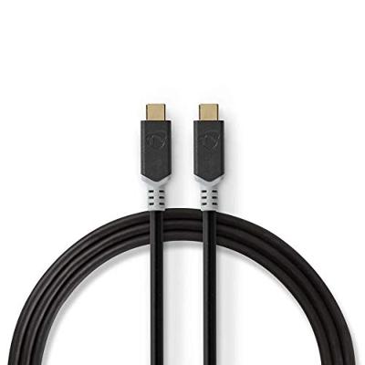 USB-Kabel | USB 3.2 Gen 2x2 | USB Type-C Male | USB Type-C Male | 20 Gbps | 100 W | Verguld | 2.00 m | Rond | PVC | Zilver | Window Box