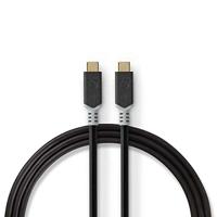 USB-Kabel | USB 3.2 Gen 2x2 | USB Type-C Male | USB Type-C Male | 20 Gbps | 100 W | Verguld | 2.00 m | Rond | PVC | Zilver | Window Box - thumbnail