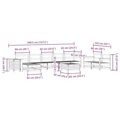 9-delige Loungeset massief grenenhout wit