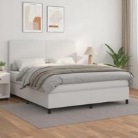 Boxspring met matras kunstleer wit 160x200 cm - thumbnail