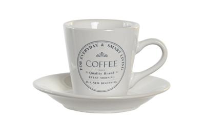 Set van Kopje met Schotel DKD Home Decor Wit Metaal Keramiek 90 ml 8 x 6 x 6 cm 11 x 11 x 2 cm Set van Kopje met Schotel DKD Home Decor Wit Metaal Keramiek 90 ml 8 x 6 x 6 cm 11 x 11 x 2 cm