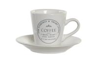 Set van Kopje met Schotel DKD Home Decor Wit Metaal Keramiek 90 ml 8 x 6 x 6 cm 11 x 11 x 2 cm - thumbnail