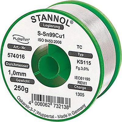 Stannol KS115 Soldeertin, loodvrij Spoel Sn99,3Cu0,7 ROM1 250 g 1 mm Stannol KS115 Soldeertin, loodvrij Spoel Sn99,3Cu0,7 ROM1 250 g 1 mm