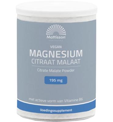 Mattisson Magnesium citraat malaat met actieve vorm vit. b6 125 Gram Mattisson Magnesium citraat malaat met actieve vorm vit. b6 125 Gram