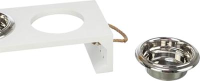Trixie be nordic set voerbak / waterbak hout / rvs wit