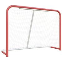 VidaXL Hockeydoel met net 153x60x118 cm staal en polyester rood en wit - thumbnail