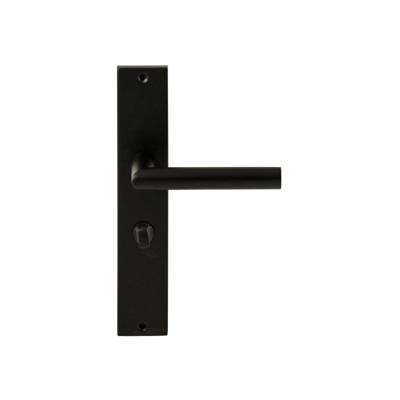 Hardbrass Deurkruk Toledo op rechthoekig langschild WC72mm met 8mm stift - zwart