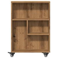 Opbergtrolley smal 48x13x68 cm bewerkt hout artisanaal eiken - thumbnail