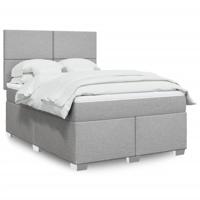 Boxspring met matras stof lichtgrijs 140x190 cm - thumbnail