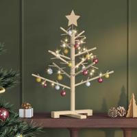 Houten kerstboom met standaard Naturel 75 cm Massief grenenhout - thumbnail