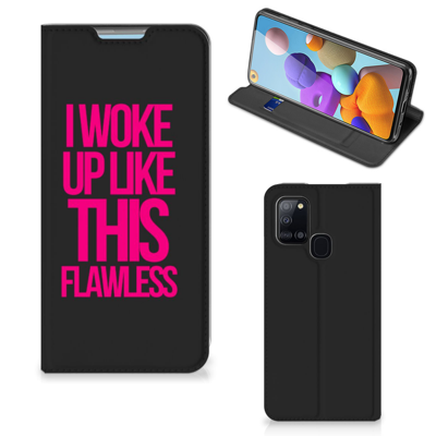 Samsung Galaxy A21s Hoesje met tekst Woke Up - Origineel Cadeau Zelf Maken Samsung Galaxy A21s Hoesje met tekst Woke Up - Origineel Cadeau Zelf Maken