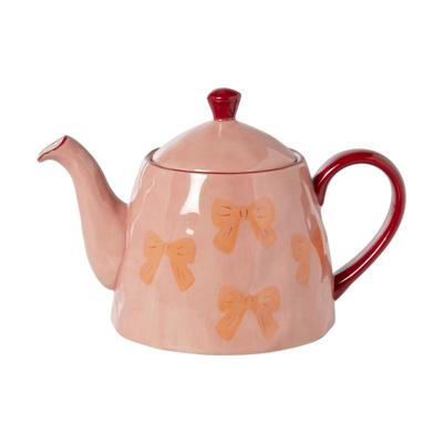 Theepot strikjes - roze/rood - 1 liter