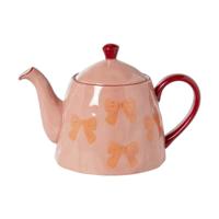Theepot strikjes - roze/rood - 1 liter - thumbnail