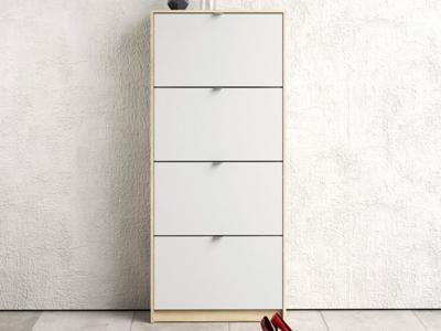 Schoenenkast SHANA 4 deuren wit/eik Schoenenkast SHANA 4 deuren wit/eik