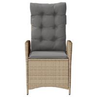 Tuinstoelen 2 st verstelbaar kussens poly rattan gemengd beige - thumbnail