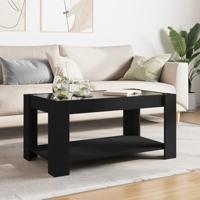 Salontafel met LED 93x53x45 cm bewerkt hout zwart - thumbnail