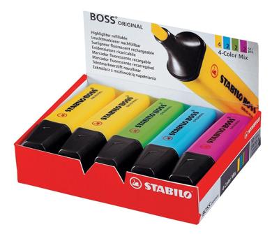STABILO BOSS ORIGINAL markeerstift, doos van 10 stuks in geassorteerde kleuren STABILO BOSS ORIGINAL markeerstift, doos van 10 stuks in geassorteerde kleuren