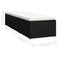 Ligbed met kussen en theetafel poly rattan zwart - thumbnail