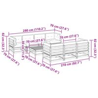 8-delige Loungeset met kussens massief grenenhout wasbruin - thumbnail
