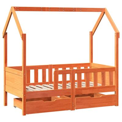 Kinderbedframe met lades 80x200 cm massief grenenhout