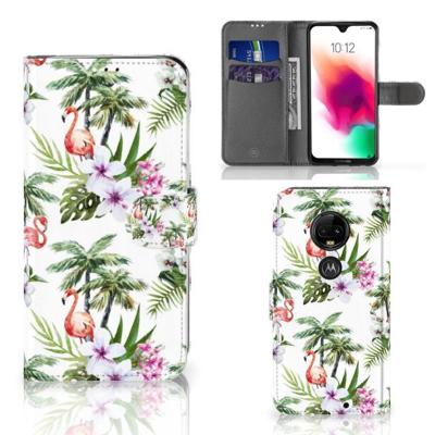 Motorola Moto G7 | G7 Plus | Telefoonhoesje | Met pasjeshouder | Flamingo Palms