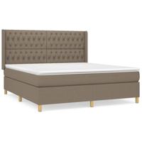 Boxspring met matras stof taupe 200x200 cm - thumbnail