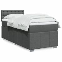 Boxspring met matras stof donkergrijs 90x200 cm - thumbnail