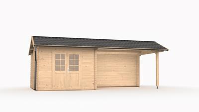 Outdoor Life Maribel Blokhut 700x320 cm 34 mm vuren blank- Zadeldak- Onbehandeld vurenhout- Outdoor Life