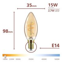 Philips 8721103048899 LED-lamp E14 Spiraal 2.7 W = 15 W Warmwit 1 stuk(s) - thumbnail