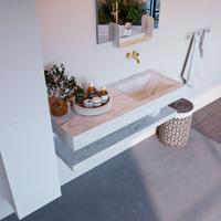 MONDIAZ ALAN-DLUX 120cm planchet Opalo. Vrijhangende wastafel CLOUD rechts zonder kraangat, kleur Opalo. - thumbnail