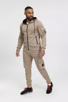 Zayne Milano - Caprino - Heren Joggingpak - Beige - Ritszakken - thumbnail