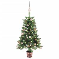 VidaXL Kunstkerstboom met verlichting en kerstballen 65 cm groen - thumbnail
