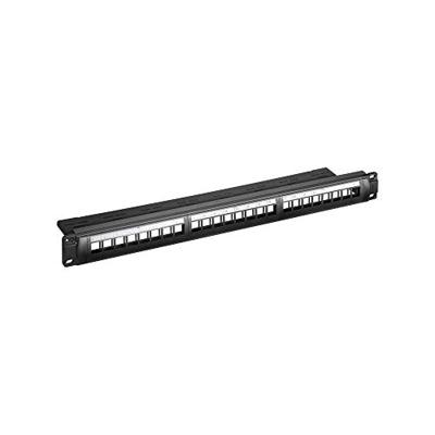 Goobay 95743 24-poorts patchpaneel modulair, voor het monteren met keystone-modules, 1HE, 19-inch (48,3 cm), zonder fitting, zwart