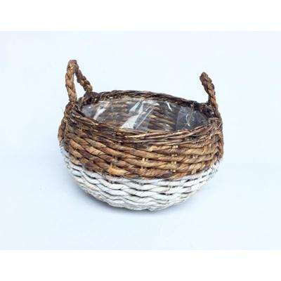 Van der Leeden rotan mand 46 cm wit / bruin Van der Leeden rotan mand 46 cm wit / bruin