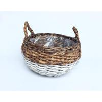 Van der Leeden rotan mand 46 cm wit / bruin - thumbnail