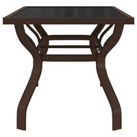 Tuintafel 180x80x70 cm staal en glas bruin en zwart - thumbnail