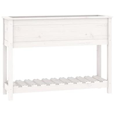 VidaXL Plantenbak met schap 111,5x34,5x81 cm massief grenenhout wit VidaXL Plantenbak met schap 111,5x34,5x81 cm massief grenenhout wit