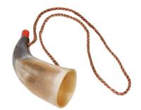 Toys Pure vikinghoorn met koord 15 cm zwart/beige - thumbnail
