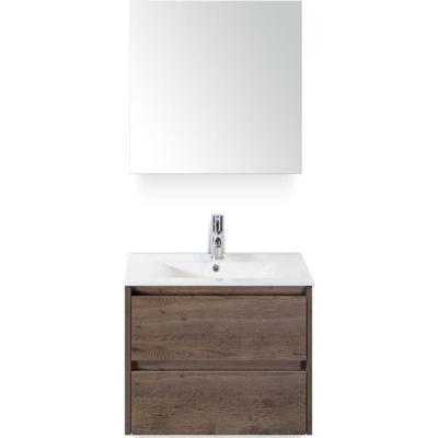 Dante Badmeubelset 60 cm - Tabacco - Keramische Wastafel Wit Enjoy met Spiegelkast